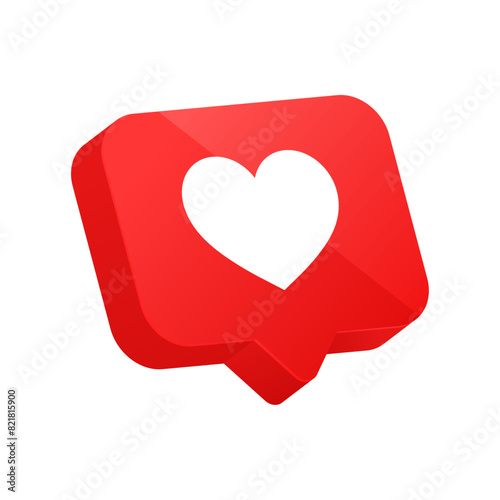 Heart shape or favorite social media notification icon in speech bubbles