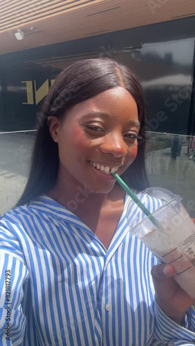 Young black woman ugc.Vertical video
