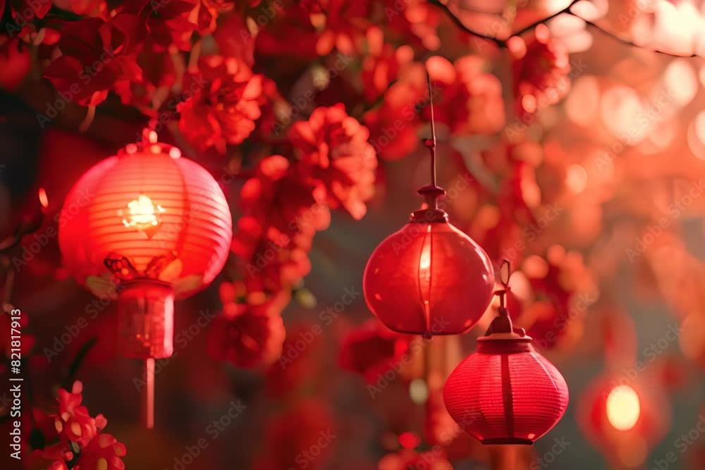 Chinese Traditional Lantern Background, Asian Lamps on Red Background, Chinese New Year Celebration Pattern with Copy Space for Text, Generative AI Illustration Chinese Traditional Lantern Background, Asian Lamps on Red Background, Chinese New Year Celebration Pattern with Copy Space for Text, Generative AI Illustration