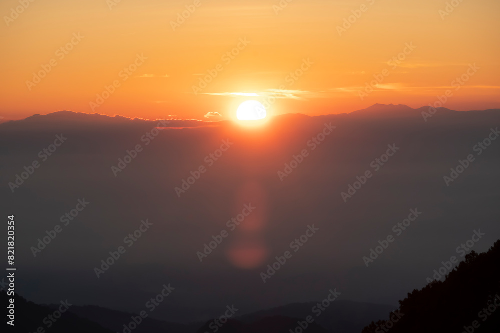 Orange Sky Over the Sea at Sunset, Beauty of Nature's Colors Background Orange Sky Over the Sea at Sunset, Beauty of Nature's Colors Background