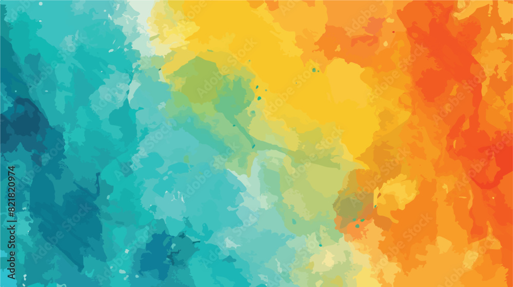 Watercolor background turquoise yellow orange hand pa