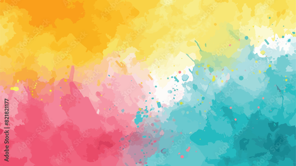 Watercolor background turquoiseyellow pink hand paint