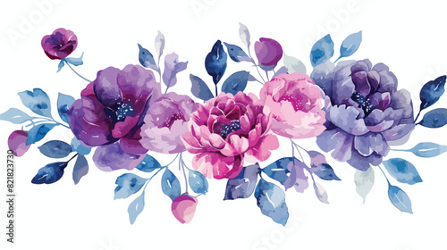 Watercolor Floral Arrangement Roses Peonies Leaves Pi