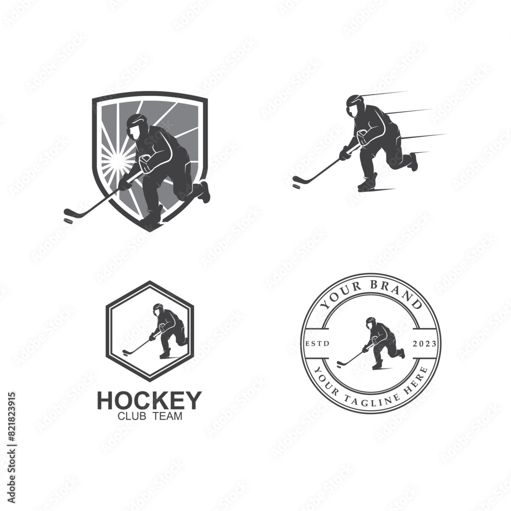 Fototapeta premium set of Ice Hockey logo, emblem, badges, labels and design elements
