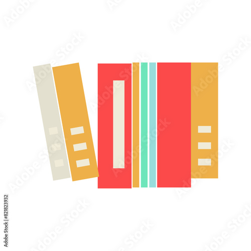 Colorful collection of books on white