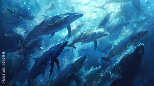 background of whales underwater © mattegg