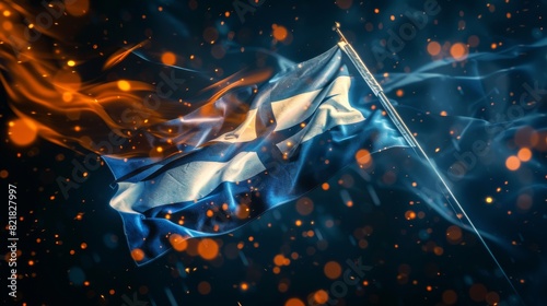 Flying Finnish flag on full page. 3D illustration. photo