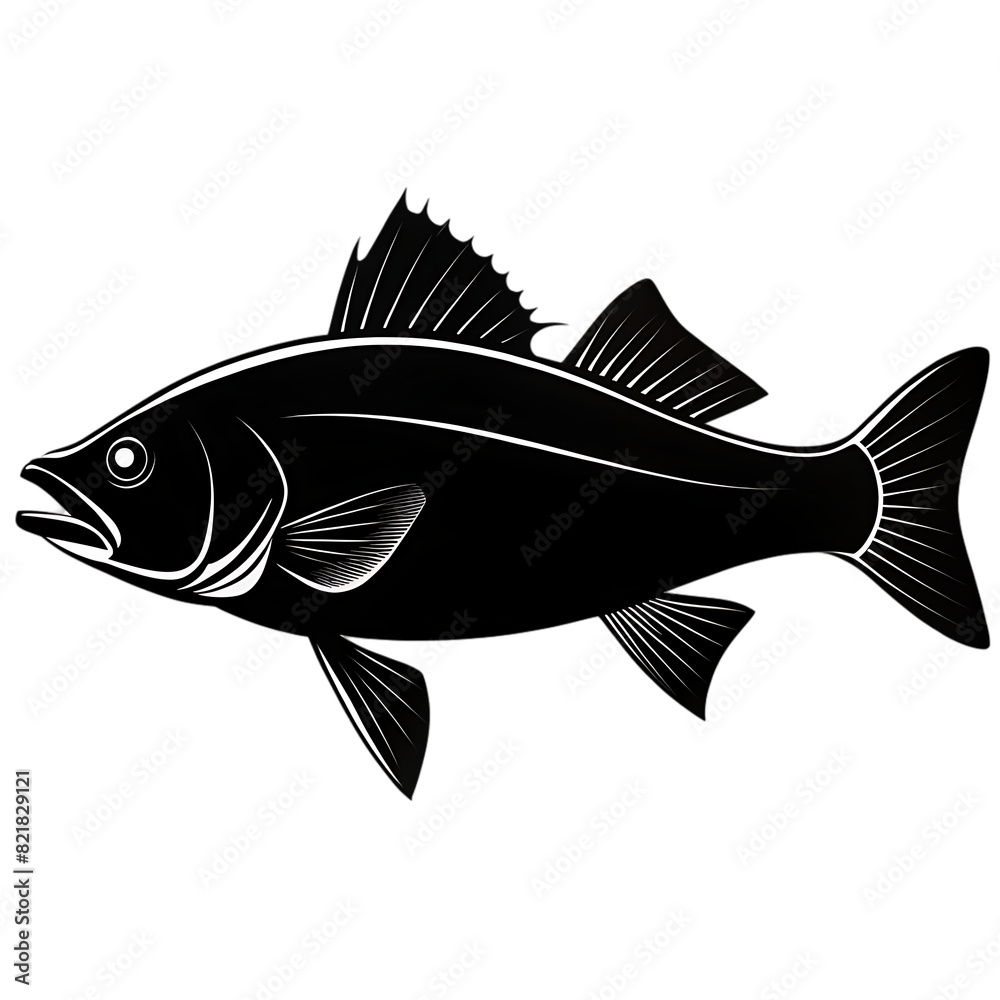 silhouette fish seabass on transparent bg silhouette fish seabass on transparent bg