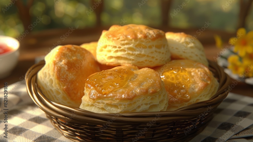 Fluffy Buttermilk Biscuits with Honey Butter and Jam for Juneteenth Picnic Fluffy Buttermilk Biscuits with Honey Butter and Jam for Juneteenth Picnic