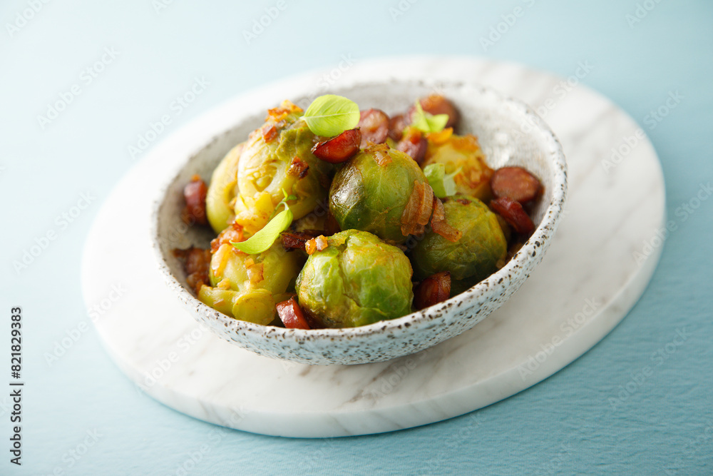 Brussels sprout with onion and bacon Brussels sprout with onion and bacon