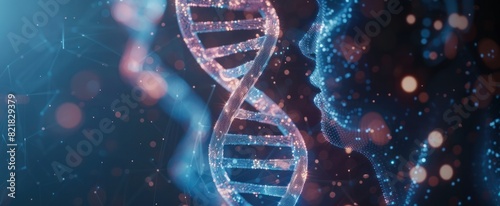 The image shows a double helix, which is a structure found in DNA. DNA is a molecule that contains the instructions for an organism's development and characteristics. photo