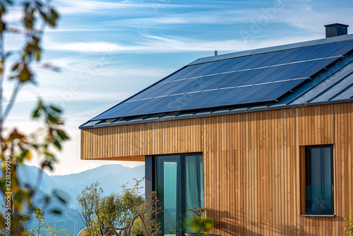 Wallpaper Mural Solar panels on the roof of a beautiful modern home  Torontodigital.ca