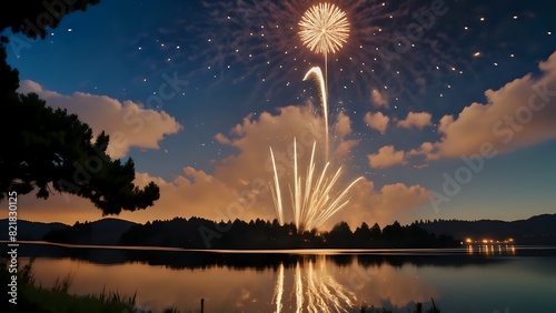 Fireworks lighting up the sky during the evening  capturing the beauty and excitement