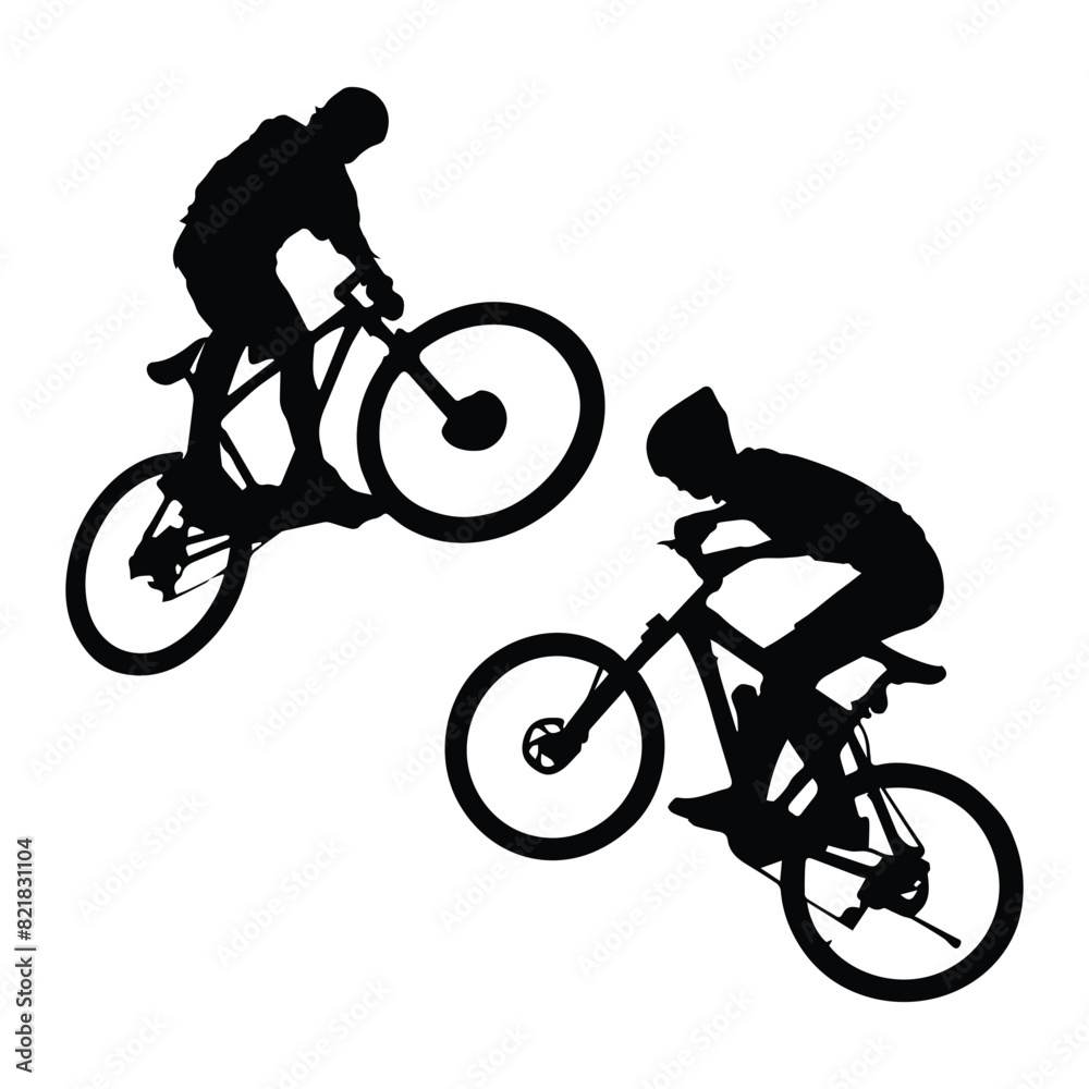 Fototapeta premium Cyclist Silhouette Vector Illustration Set