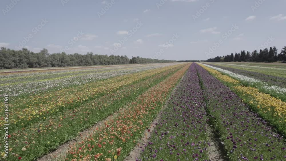 Field aerial video of Ranunculus in Kibbutz Nir Yitzhak Field aerial video of Ranunculus in Kibbutz Nir Yitzhak