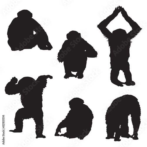 Chimpanzee Silhouette Vector Illustration
