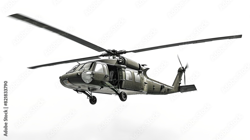 Military helicopter in flight on white background. Detailed, high resolution, isolated image. Great for military, aviation, and transportation themes. AI Military helicopter in flight on white background. Detailed, high resolution, isolated image. Great for military, aviation, and transportation themes. AI