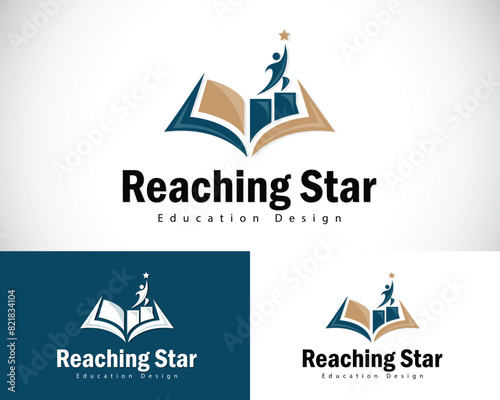 reaching star logo creative design concept education financial business book
