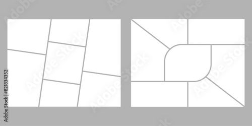 Minimalistic geometric photo frame layout for photo albums, wedding photo. 8,5 to 11 in proportion. Vector illustration