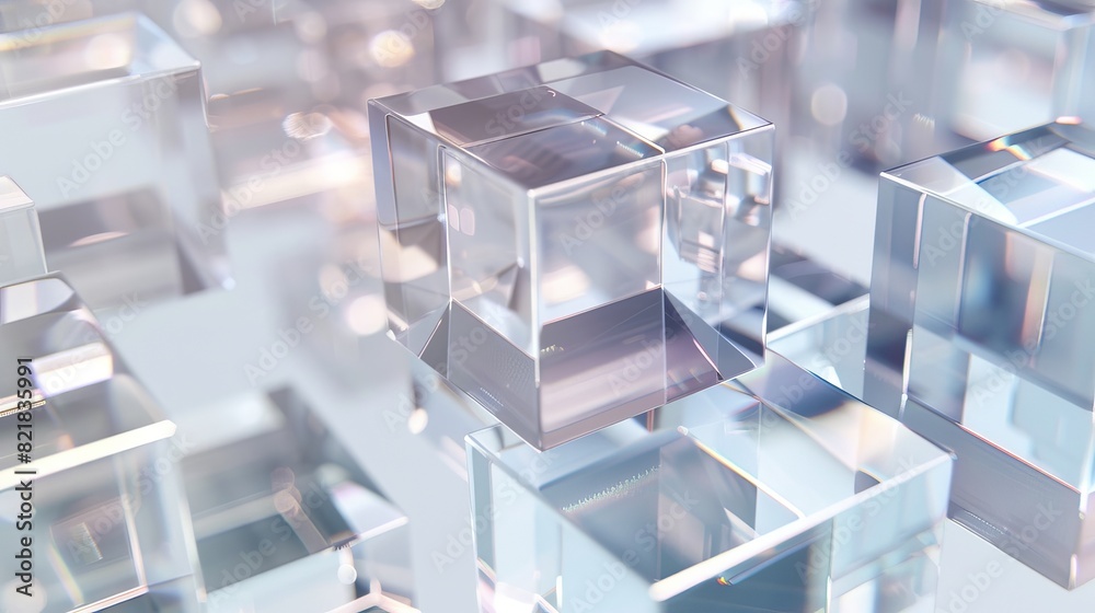 Animation depicting rotating glass squares on a light background in 4K in an abstract style, seamless looped video in 4K Animation depicting rotating glass squares on a light background in 4K in an abstract style, seamless looped video in 4K