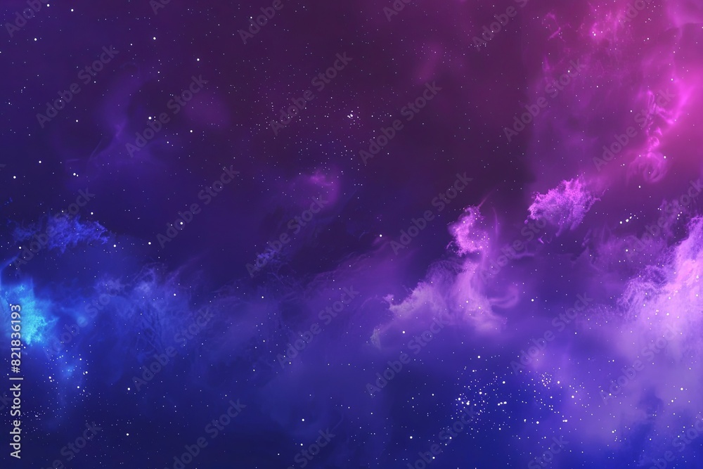 Fototapeta premium Abstract background featuring cosmic dust clouds and starfields in deep purples and blues