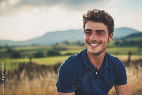 Portrait Of Happy Laughing young man in nature