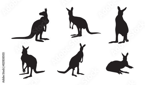 Kangaroo Art Silhouette Vector Illustration Bundle