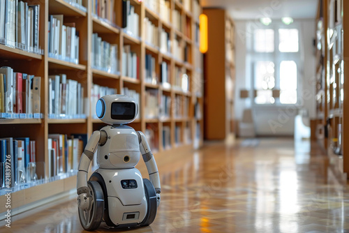 Wallpaper Mural A robot is sitting in a library Torontodigital.ca