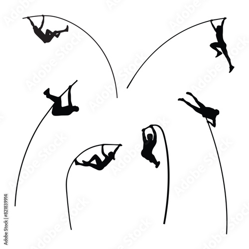 Pole Vault Jumping Athlete Silhouette Vector Illustration Bundle