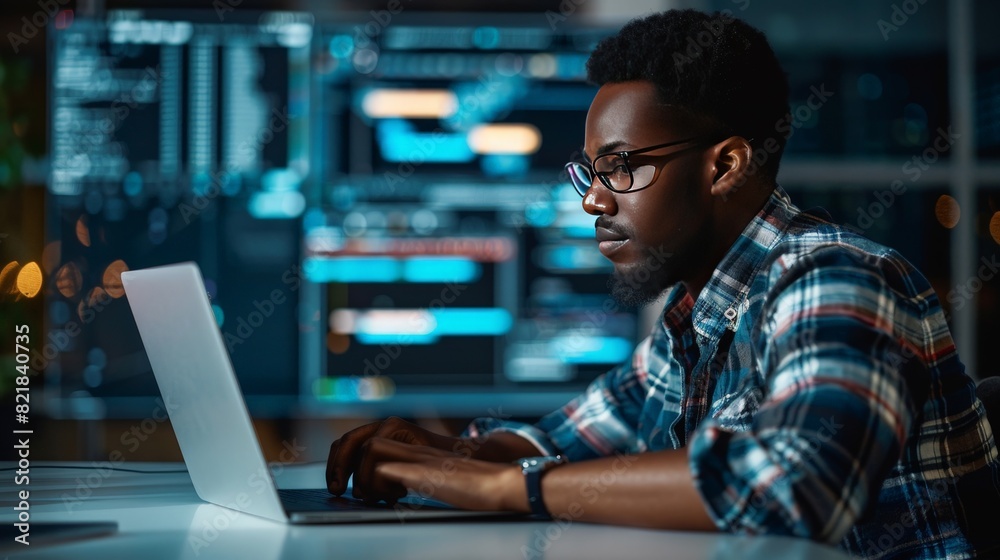 In the realm of technical support customer service, a software engineer works on a laptop, bridging customer support with global connectivity. Internet technology facilitates comprehensive In the realm of technical support customer service, a software engineer works on a laptop, bridging customer support with global connectivity. Internet technology facilitates comprehensive