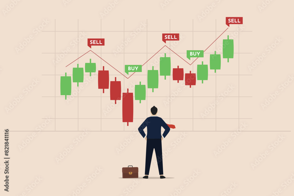Technical analysis to analyze stock market or cryptocurrency data movement, trend analysis, buy and sell indicator chart concept, businessman trader analyze candlestick chart. Technical analysis to analyze stock market or cryptocurrency data movement, trend analysis, buy and sell indicator chart concept, businessman trader analyze candlestick chart.