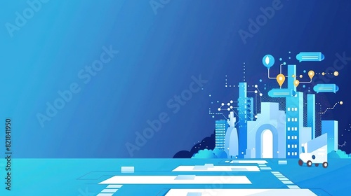 Illustrate a futuristic city. The city is full of skyscrapers and advanced technology. The sky is clear. The city is very clean and organized.