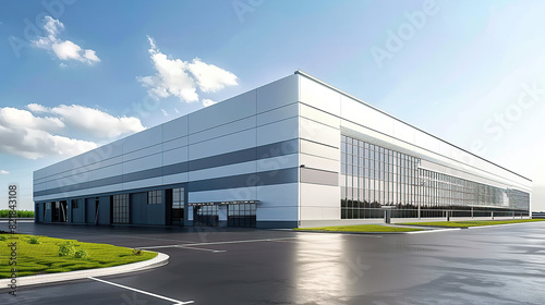Wallpaper Mural Modern office and large factory building with sky. generative ai Torontodigital.ca
