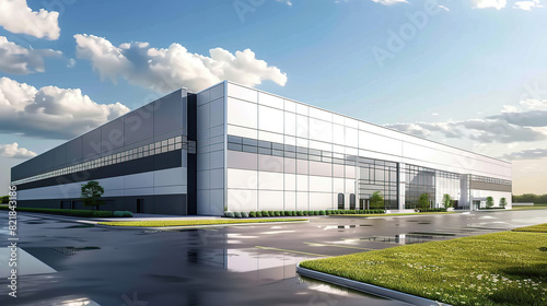 Wallpaper Mural Modern office and large factory building with sky. generative ai Torontodigital.ca