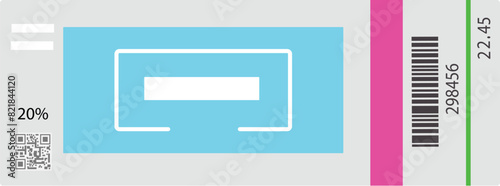 Modern vector illustration of a blank discount voucher or coupon with barcode and qr code