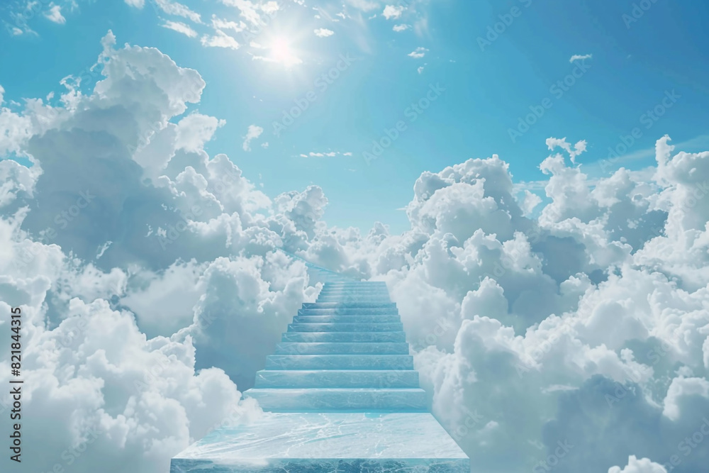 Stairs going to heaven - clouds and sky - way to god, generative ai 