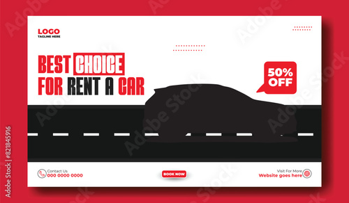 Car rental service ads promotional web banner template design