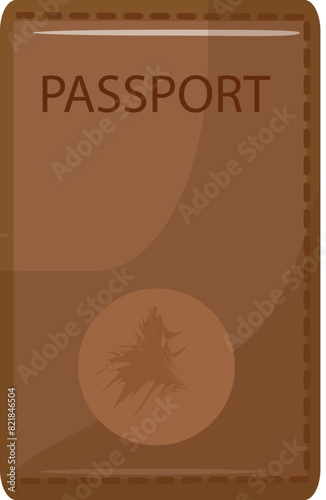 Icon of a brown passport with a flat design suitable for travelrelated graphics