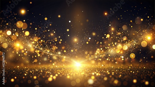 Golden Particles: Glowing golden particles dispersed on a dark background, creating a luxurious and elegant abstract effect.
 photo