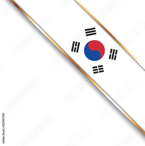 banner with flag of South Korea, corner banner with gold frame
