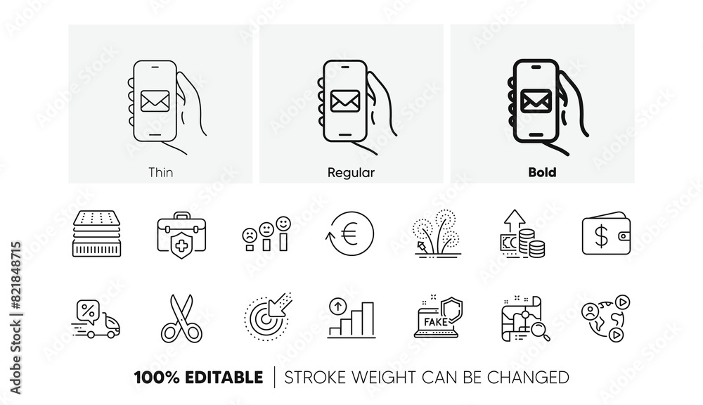 Search map, Graph chart and Targeting line icons. Pack of Deluxe mattress, Fake internet, Dollar wallet icon. Customer satisfaction, Video conference, Inflation pictogram. Mail app. Line icons. Vector Search map, Graph chart and Targeting line icons. Pack of Deluxe mattress, Fake internet, Dollar wallet icon. Customer satisfaction, Video conference, Inflation pictogram. Mail app. Line icons. Vector