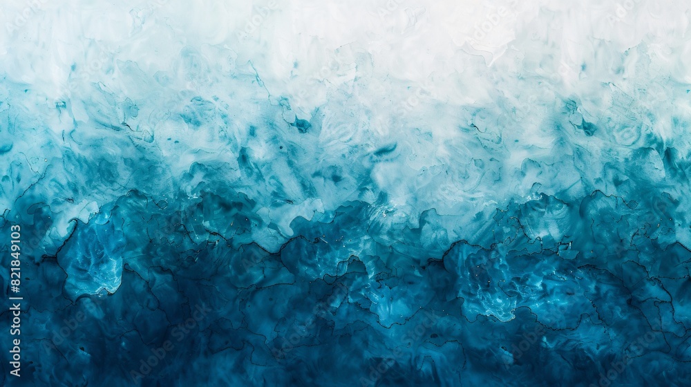 watercolor painting of blue ocean waves