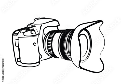 The sketch of a professional SLR camera.