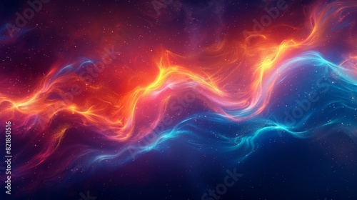 Abstract colorful background. Waves of vibrant orange and deep purple collide, pulsating with energy and vibrancy, like the rhythmic beats of a pulsating nightlife.