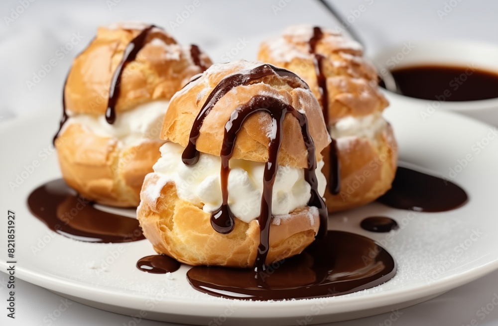 Layered profiteroles cake. AI generated Layered profiteroles cake. AI generated