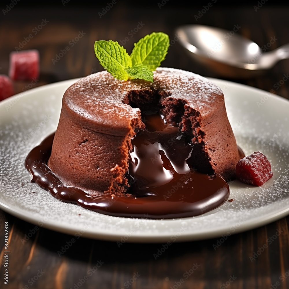Fondant with hot chocolate. AI generated Fondant with hot chocolate. AI generated