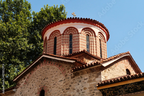 The roof, cupola, dome of the St., Saint Nicolas, Nikola Church in one of the courtyards of the Bachkovo Monastery, close to Plovdiv, Bulgaria photo