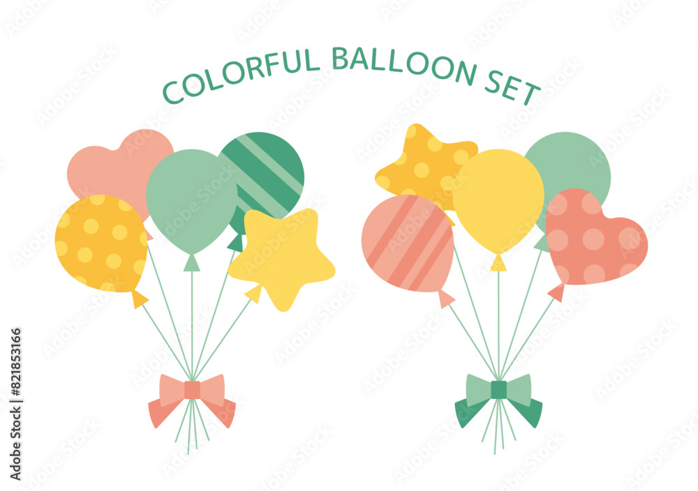 illustration set of pastel-colored balloons bunched together like a bouquet illustration set of pastel-colored balloons bunched together like a bouquet