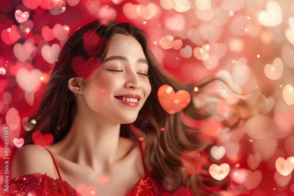 Young beautiful woman celebrating valentine day