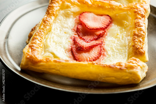 Delicious Summer Puff Pastry with Lemon Cream Cheese and Strawberries